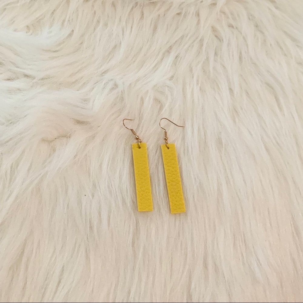 NWT Yellow Faux Leather Bar Earrings